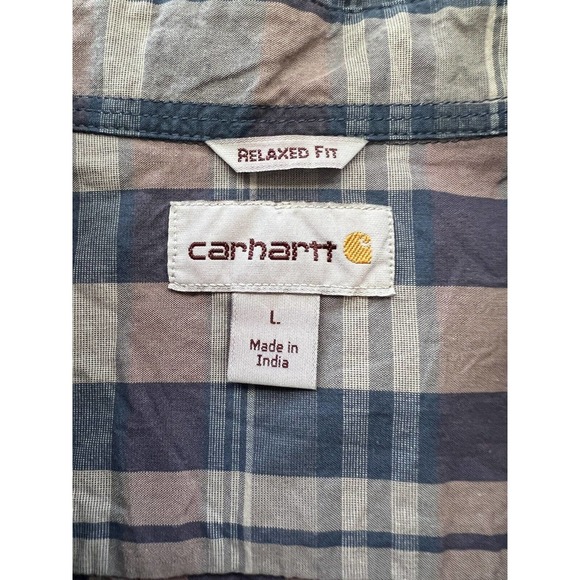 Mens L - CARHARTT Relaxed Fit Men’s Plaid Long Sleeve Shirt XL Button Down - Picture 5 of 7